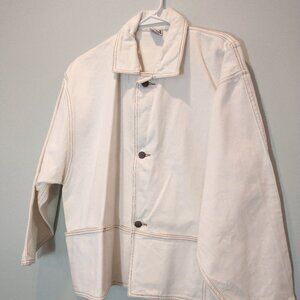 NWOT Best World Brand Off White Denim Japanese Style Work Coat
